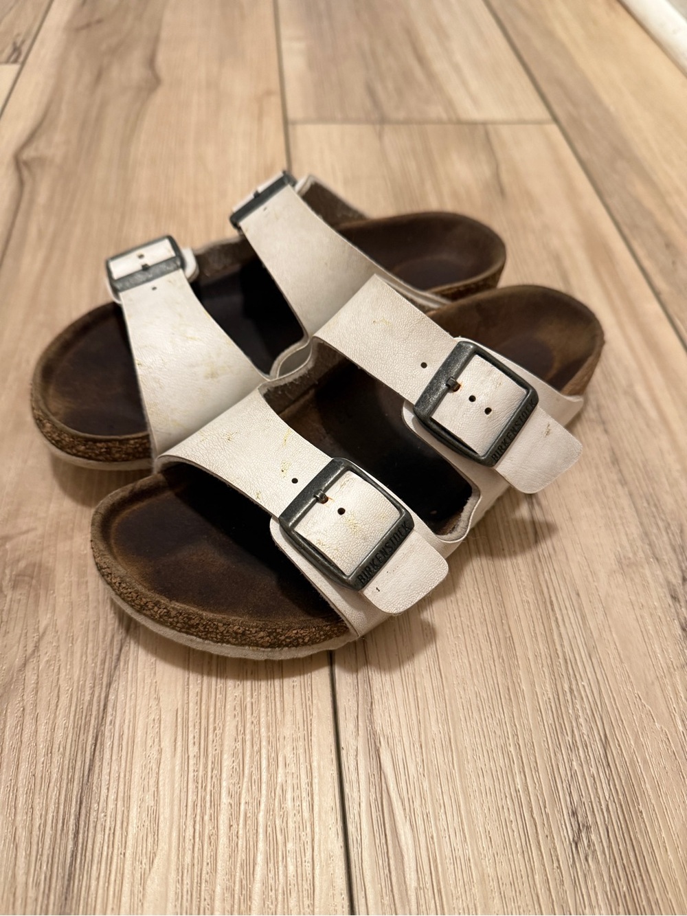 Birkenstock kids White Double-Buckle Slide Sandals